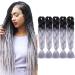 Tess Braids Extensions 60 cm 5 Pack Jumbo Braids Kanecalon Kunsthaar For single-laid box braids hair extension braid 100g/bundle ombre hair braids extension (5 pieces #28 gray/raven black) 60 cm (5 pieces) #28 gray/raven black