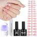 TOMICCA Soft Gel Nail Tips and Glue Gel Kit Easy Gel Nail Kit with 3 in 1 Short Almond Nail Tips 8 in 1 Gel Nail Glue Top Coat and U V LED Nail Lamp Nail Extension Kit Diy Nails Art Home Pink pink-almond