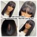 U&A Wear and Go Short Bob Wig with Bangs - 10 inch Black Brazilian Virgin Human Hair 180 Density - Buy Online on SooperMarket.com