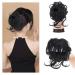 Long beard ball head wig bun grab clip Fluffy natural scrunchie bridal cocktail hairpin Messy Hair Bun Extensions Curly Wavy Hair Scrunchies Ponytail Hair Extensions (Natural Black)