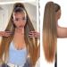 PORSMEER 30 Inch Yaki Straight Drawstring Ponytail Clip In Extensions for Women Kinky Straight Pony Tail Extensions Hair Extensions Ponytail (Black mix blonde) - Buy Online on SooperMarket.com