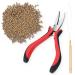 Vlasy Hair Extensions Tools Kit Professional Tools With Hair Extension Pliers Loop Threader and 200PCS 3.0mm Silicone Hair Extension Rings Beads Links (Light Brown) Light Brown Beads Loop Threaders Pliers Set