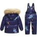 Kids 2-Piece Winter Puffer Jacket and Snow Bib Pants Set | Hooded Down Coat and Snow Pants Outfit | 3-4 Years | Blue - Buy Online on SooperMarket.com
