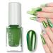 Chrome Nail Polish Green Nail Polish - Metal Mirror Effect Nail Varnish Quick Drying Nail Polish - Long Lasting No UV Needed Nail Art Nail Gel Polish at Home DIY Manicure 7ml