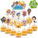 Guppies Happy Birthday Cake Topper Mini Cupcake Toppers Birthday Cake Decorations Party Supplies for Kids Guppies Ocean Sea Theme Birthday Party Baby Shower 25 Pack