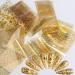 Gold Nail Foil Transfer Stickers - Holographic Designer Nail Art Supplies - 3D Glitter Line Manicure Accessories - 16 Sheets - Buy Online on SooperMarket.com