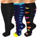 SIOAUIRT Plus Size Compression Socks for Women Men 20-30 mmHg, Wide Calf Stockings Best Support for Circulation, Running XX-Large 03 Assort - 3pack