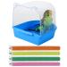 PINVNBY Parrot Bath Box Bird Bathtub Parakeet Bathing Tube with Bird Perches Stand Paw Grinding Cage Accessories Ideal for Small Brids Lovebirds Canary Finches(5 PCS Random Color)