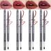 Lip Liner Creamy- 4PC Lip Pencil Nude Lip Liners With Brush -Vegan Cruelty Free-Matte Lip Liner Smooth And Soft - Precise And Define -Easy To Use (B01)