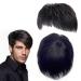 Mens Hair Piece Soft Thin Skin Mens Wig Hair Replacement Hair Pieces Natural Black Hair Pieces Mens Toupee Replacement System for Covering Male Receding Hairline(Black 13cmx14cm)