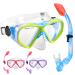 Kids Snorkel Set Dry Top Snorkeling Gear for Kids Youth Boys Girls Junior Age 5-15,Tempered Glass Swimming Diving Mask and Snorkel Set 180 Degree Panoramic View Blue