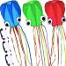 3 Pack Octopus Kite, 3D Kite Long Tail Easy Flyer Kite Beach Kites People Adults Gift 3 Colors (Blue Green Red) Kites for Kids Easy To Fly, Kite Kit with Kite String 100M, Kiteboarding Kite for Adults Blue+Green+Red