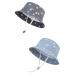 LANGZHEN Beach Sun Protection Hat for Baby Girls Adjustable Toddler Kids Hat Wide Brim Summer Play Hat with Chin Strap Double Stars 1-2 Years