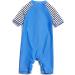 BONVERANO Baby Boys Swimsuit | Short-Sleeve Zipper One Piece with UPF 50+ Sun Protection | 9-12 Months Blue Pocket - Buy Online on SooperMarket.com