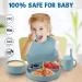 Baby Feeding Set - Silicone Bib, Suction Bowl, Spoon, Fork - Toddler Utensils - 6 Months (Light Blue) | Baby Led Weaning Supplies - Buy Online on SooperMarket.com