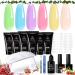 Beetles Gel Polish Poly Extension Gel Nail Kit - 6 Colors Blue Green Nude Pink Extension Nail Gel with Base Gel Top Coat Mini UV Nail Lamp Summer Trend