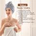 JEFFSUN Microfiber Hair Towel Wrap 2 Pack - Super Absorbent Hair Turban for Women & Girls - Quick Dry for Curly, Long, Thick, Frizzy Hair - Grey & Stripes - Buy Online on SooperMarket.com