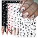 6 Sheets Leaf Nail Art Stickers 3D Flower Nail Decals Self-Adhesive Nail Supplies Red White Black Leaves Floret Nail Designs Stickers Flowers Leaves Nail Decorations for Women DIY Manicure Accessories