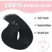 Vlasy 14 Inch Black Clip in Human Hair Extensions - Seamless Natural Hair, Straight Thick Weft - 7 Pieces 70g - Real Human Hair Extensions for Women - Buy Online on SooperMarket.com