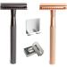 Oueyfer Double-Sided Safety Razor - Premium Zinc Alloy & Metal Handle for Effortless Hair Removal - Stylish Rose Gold with Bracket - Buy Online on SooperMarket.com