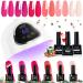 Gel Nail Polish Kit LKE Gel Nail Polish Starter Kit with 72W UV Lamps for Gel Nails 6 Colors Gel of Barbie Pink Nail Polish with Glossy & Matte Top and Base Coat Manicure DIY Gifts Set for Women White