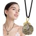Pyrite Crystal Pendant - Natural Gold Wire Wrapped Raw Pyrite Necklace for Men Handmade Healing Gemstone Pendant Necklace with Black Macrame Cord Frifer - Buy Online on SooperMarket.com