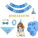 NiCoLa Dog Birthday Party Supplies Boy Dog Birthday Decorations with Dog Birthday Hat Banner Bandana Latex Birthday Balloons for Dog Birthday Age 1 to 10 Blue