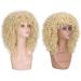 Lady Miranda Blonde Afro Kinky Curly Wig with Bangs | Medium Length Heat Resistant Synthetic Hair Wig for Women | Curly Blonde Wig 0-613 - Buy Online on SooperMarket.com