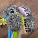 UTENEW Stainless Steel Wool Scourer Sponges Scrubbers Scouring Pads with Handle 2 Pack for Kitchen Bathroom - Buy Online on SooperMarket.com