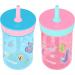 Contigo Leighton Kids 14oz Water Bottle 2-Pack - Spill-Proof Tumbler with Straw for Kids - Dishwasher Safe - Blue Raspberry & Azalea/Llamas Pattern - Buy Online on SooperMarket.com