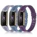 3 Pack Slim Sport Bands Compatible with Fitbit Luxe Band for Women Soft Silicone Lace Thin Hollow-Out Replacement Wristbands Breathable Bands for Fitbit Luxe Fitness Smart Watch Suits for 5.6"-7.1" Wrists G-Lavender Gray/Alaskan-Blue/Purple