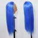 Blue Synthetic Lace Front Wig - Long Straight Hair for Black Women | Heat Resistant Fiber | Cosplay & Daily Wear - Buy Online on SooperMarket.com