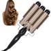 KUIKUI Three Barrel Curling Iron Wand for Effortless S-Shaped Waves - Adjustable Hair Curler Waver Crimper Hair Styling Tool - Buy Online on SooperMarket.com