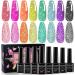 MIZHSE Reflective Glitter Gel Polish Set,Neon Reflective Gel Polish Shimmery Sparkly Diamond Soak Off UV LED Gel Polish Home Manicure Nail Art Salon Neon Reflective Glitter Gel Polish Set 02