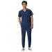 WonderWink W123 Men's Colorblock Top & Cargo Jogger Pant Scrub Set + Badge Reel Navy Large Top / Large Tall Pants