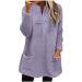 AMhomely Ladies Womens Soft Teddy Fleece Hooded Jumper Plus Size Double Fleece Casual Hoodies With Pocket V Neck Soft Fleece Hooded Sweatshirts Plain Pullover Tops Winter Lightweight Lounge Tops 02 Purple S
