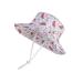 LANGZHEN Beach Sun Protection Hat for Baby Girls Adjustable Toddler Kids Hat Wide Brim Summer Play Hat with Chin Strap Watermelon 6-12 Months