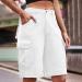 Women's Camo Cargo Shorts | Button Fly with Pockets | Solid Color Knee-Length Summer Shorts - Buy Online on SooperMarket.com
