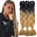 Tess Braids Extensions Blond 60 cm 3 pack Jumbo Braids Kanecalon Kunsthaar For single-leased box braids hair extension braid 100g/bundle ombre hair braids extension (3 pieces- #23 medium blonde/black) 60 cm (3 pieces) #23 medium blonde/black