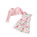 puseky Toddler Girl Dress and Cardigan 2 Piece Girl Floral Print Sleeveless Dress and Ribbed Cardigan Coat Set 2-3 Years Pink