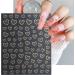 8 Sheets Metallic Heart Love Nail Decals - 3D Self-Adhesive Nail Stickers in Gold, Silver, Rose Gold, and White - French DIY Nail Decoration and Manicure Accessories for Women - Buy Online on SooperMarket.com