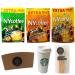 NYCoffee 3 in 1 Instant Coffee sachets|3 Flavours - Salted Caramel Vanilla & Irish Flavours Bundled with Temas Store Coffee Stirrers & Coffee Sleeves & Reusable Plastic Coffee Cup|36 Coffee Sachets