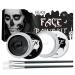 Halloween Cosplay Makeup Black + White Face Body Paint Set Large Capacity Professional Paint Palette Kit with Brushes for for Adult Full Coverage Face Paint Make Up#B