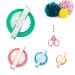 Pom Pom Makers  4 Sizes Pompom Making Tool Set with Small Scissors, Easy Way to Make Pompoms