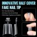 TOMICCA Short Coffin French Edge Nail Tips - 240pcs Half Cover False Nails - Natural Matte Acrylic Extensions - 15 Sizes Salon Quality Artificial Nails - Buy Online on SooperMarket.com