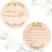 Ouligay Wooden Baby Announcement Sign 5.83Inch Hello World Baby Sign Newborn Sign Birth Announcement Sign Wooden Birth Announcement Newborn for Hospital Photo Prop Baby Shower