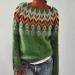 Tainrunse Sweater for Women Loose Fit Vintage Round Neck Long Sleeves Color-block Fashionable Pullover Autumn Green XX-Large - Buy Online on SooperMarket.com