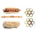PS Horse Article Set Bitless Bridle Flower Brass - Gold - Real Sheepskin Natural with Gold Fittings