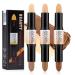 DELISOUL 6 Colors Highlight and Contour Stick,Dual-Ended Full Coverage Wonder Stick,Color Corrector Concealer Stick,Contouring Highlighting Foundation,Shadow Cream Pen Body Shading Makeup Stick Set IM01+IM02+IM03