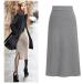 Sanahy Women's Ribbed Knit Split Midi Skirt - XL Gray | High Waist Bodycon Business Pencil Skirt - Buy Online on SooperMarket.com